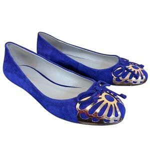 Sergio Rossi Blue Suede Butterfly Ballet Flats - Size 36 EU